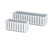 Prosperplast Boardee Fencycase Balcony Flower Box, Balcony Planter Box, Rustic Design for Indoor and Outdoor Use, Length: 580 mm, White