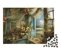 Rustic Window Garden 1000 Pieces Extra-Thick Cardboard DIY Jigsaw Puzzle, Cognitive Development & Rehabilitation Puzzle, Leisure Activity, Premium Quality Puzzle 70x50cm/1000pcs
