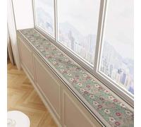 Rustic Window Sill Mat - Small Floral Print Home Replacement Pad for Decoration & Protection, Extended Cushion 150x10cm for Decoration & Comfort