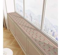 Rustic Window Sill Mat - Small Floral Print Home Replacement Pad for Decoration & Protection, Extended Cushion 150x10cm for Decoration & Comfort