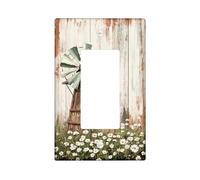 Rustic Winnowing Light Switch Cover Plates, Vintage Green Country Design for Home Decor, Thermoplastic Wall Plates, Standard Size Single Rocker