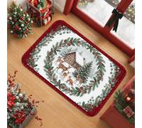 Rustic Winter Cabin and Deer Theme Christmas Area Rug 2' X 3'