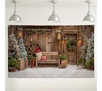 Rustic Winter Wonderland Backdrop, Cozy Cabin Christmas Decorations, Snowy Outdoor Scene for Holiday Parties and Photoshoots 71x43 Inch