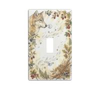 Rustic Wolf And Woodland Berry Illustration Watercolor Toggle Switch Plate | Forest Flora, Wild Berries, Rustic Cabin Style, Woodland Theme, Nature-inspired Home Decor