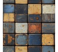 Rustic Wood Blocks Peel and Stick Wallpaper Non-Woven Removable No Residue