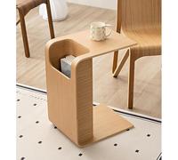 Rustic Wood C-shaped End Table - Small Modern Coffee Table with Storage for Office & Bedroom, Versatile Nightstand & Snack Table, Ideal for Limited Spaces