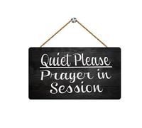 Rustic Wood Decor Sign Quiet Please Prayer In Session Custom Wood Sign Religiouswood Hanging Wood Sign Rustic Vintage Wood Sign Decorations For Living Room Bedroom Wedding5x10Inch