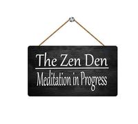 Rustic Wood Decor Sign The Zen Den Meditation In Progress Custom Wood Sign Yogahome Wooden Wall Sign Vintage Sign Wall Decor For Home Decoration And Friends Gift 5x10Inch