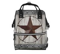Rustic Wood Door Texas Star Prints Changing Bag Backpack Baby Diaper Bags for Mom Dad, Waterproof Nappy Rucksack Multifunctional Travel Bag