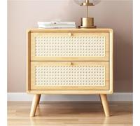 Rustic Wood Nightstand with 2 Drawers - Stylish Sofa Side Table with Storage for Living Room Bedroom and Multi-Scenario Use - Chic Bedside Table Furniture