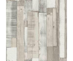 Rustic Wood Panel Wooden Log Cabin Multi Metallic Painted Distressed Wallpaper