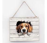 Rustic Wood Plank Hanging Sign Peeking American Foxhound Wall Decor for Front Porch 3D Art Portrait Pet Dogs Wood Signs Retro Wall Decor Sign for Bedroom 10x12 Inch
