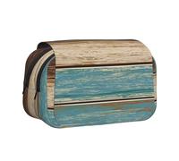 Rustic Wood Plank Print Pencil Case Large Capacity Pen Pouch Pencil Bag with 2 Compartments Pen Holder Organizer Stationery Bag
