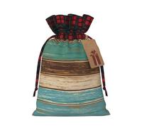 Rustic Wood Plank Printing 4.7x6.9 Inch Christmas Bag Drawstring Closure,For Christmas Anniversaries Birthdays,Holds Gifts