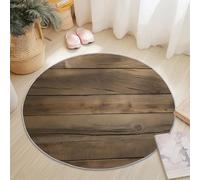 Rustic Wood Planks Textured Round Rug - 150 Cm Brown Soft Round Area Rug Kitchen Mat, Washable Indoor Floor Accent Carpet For Bedroom Dining Living Room Office Indoor Entryway Circle Carpet