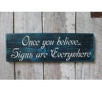 Rustic Wood Plaque Sign Once you Believe Signs are Everywhere Wood Sign Boho Decor Hippie Decor Witch Sign Magic Sign Gypsy Art Primitive Wood Sign Babe Cave Wooden Signs With Sayings 4x16 Inch