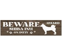 Rustic Wood Plaque Sign Shiba Inu Plaque Decorative Cute Dog Hanging White Font Wood Floor Wall Art Decorations for Farmhouse Home Kitchen Nursery Bedroom Bathroom Living Room 4x16 Inch