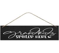 Rustic Wood Plaque Sign Vintage Primitive Funny Decor Grandkids Spoiled Here Personalized Welcome Farmhouse Rustic Wood Sign 4x16 Inch