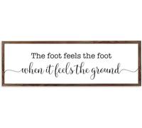 Rustic Wood Plaque Sign Wooden Sign The Foot Feels The Foot When It Feels The Ground Rustic Wall Decor Art Horizontal Sign with Inspirational Quotes,Wood Sign Plaques Gifts 4x16 Inch