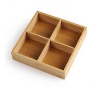 Rustic Wood Serving Tray with Modular Grid Compartments 4 6 or 9 for Hot Pot For BBQ Side Dishes Vegetable Prep Snack Storage and Tea Service (22 * 22 * 5cm)