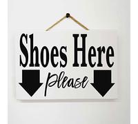 Rustic Wood Sign 5x10 Inch Wooden Wall Art Decor,Shoes Here Please Sign With Arrows Pointing To Shoe Bin Rack In Entry Foyer