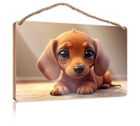 Rustic Wood Sign Adorable Brown Puppy With Big Eyes Wooden Sign Funny Bathroom Art Wood Pantry Signs For Kitchen(15X28CM)