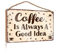 Rustic Wood Sign Always Good Idea: Coffee Sign Wooden Porch Decorations Outdoor Wood Welcome Sign(23X35CM)