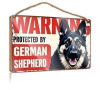 Rustic Wood Sign German Shepherd Protection Warning Sign Wooden Sign Funny Bathroom Art Wood Pantry Signs For Kitchen(23X35CM)