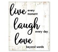 Rustic Wood Sign Live Every Moment,laugh Every Day,love beyond Words Hanging Wooden Plaque Farmhouse Wall Art Decor, Funny Quotes Sign Housewarming Gift 10x12in