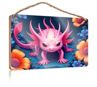 Rustic Wood Sign Magical Pink Lizard In A Flower Garden Wooden Sign Porch Decorations Outdoor Wood Welcome Sign(15X28CM)