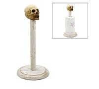 Rustic Wood Skull Paper Towel Holder Stand Up Paper Towel Holder, Easy One-Handed Tear Kitchen Paper Towel Dispenser with Weighted Base for Standard Paper Towel Rolls, Rustic White
