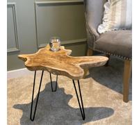 Rustic Wood Slice Coffee Table On Hairpin Legs Large