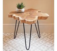 Rustic Wood Slice Coffee Table On Hairpin Legs Medium