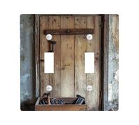 Rustic Wood Switch Cover Plate Vintage Brown Farmhouse Pattern for Home Decor Thermoplastic Wall Plate Standard Size Double Rocker