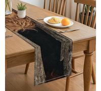 Rustic Wood Table Runner, Vintage Farmhouse Design with Lion Mane Pattern for Autumn and Holiday Gatherings 13x72 Inch