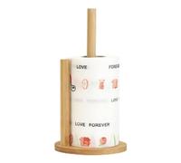 Rustic Wood Towel Holder - Farmhouse Style Paper Roll Stand, Stable Counter Top Rack, Non-Slip Base Organizer, Vertical Pole Mount | Natural Wood Dispenser for Kitchen Rug Film Wrap Tissue Storage