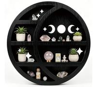 Rustic Wood Wall Shelf 11.8" Floating Moon Shelf for mstone Sto Oils & Trinkets Display Spiritual Home Decor & Mtat Gift
