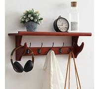 Rustic Wood Wall Shelf with HooksEntryway Coat Rack & Storage Organizer for Keys Bags and Home Decointage Style Functional Wall Art