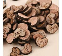 Rustic Wooden 100pcs Wood Love Heart Stars Wedding Table Scatter Decoration Crafts