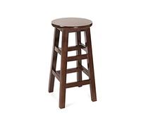 Rustic Wooden Bar Stools with Footrest Round High Chairs for Kitchen & Dining 80cm Seat Height Walnut Finish Stylish & Perfect for Home Decor