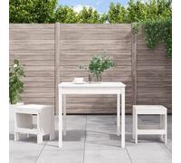 Rustic Wooden Bistro Set Black Patio Table & 2 Stools Solid Pine Wood