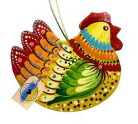 Rustic Wooden Chicken Christmas Ornament - Handcrafted & Hand Painted with Filigree Ukrainian Patterns - Easter & Holiday Farmhouse Decoration, 11 × 8.5 × 0.5 cm - 4,3 x 3,15 x 0,2 inch