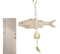 Rustic Wooden Chime - Shopkeepers Bell For Entry, Decorative Fish Design | Easy Installation Doorbell For Cafe Apartment Dorm Studio Room Living Room Home Shop Welcome Bell Decor