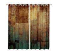 Rustic Wooden Curtains for Man Woman,Blue Orange Blackout Curtains 66""x90"" inch,Farmhouse Curtains & Drapes,Abstract Country Style Window Treatments 2 Panels Home Room Decor