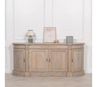 Rustic Wooden Curved 4 Door Large Sideboard