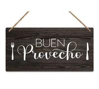 Rustic Wooden Door Hanging Sign Spanish Kitchen Sign Quote Buen Provecho Sign Spanish Kitchen Wooden Hanging Sign Print For Home Living Room Office Wall Decor 8X10Inches