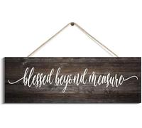 Rustic Wooden Door Hanging Wall Art Sign Blessed Beyond Measure Sign Wood Blessed Wall Decor Blessed Home Wall Decor Wood Signs, Printed Wood Wall Art_4x16inch