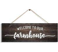 Rustic Wooden Door Hanging Wall Art Sign Welcome To Our Farmhouse Wooden Hanging Sign Plaque Rustic Wall Art Decoration_6x16inch