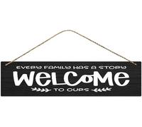 Rustic Wooden Door Hanging Wall Art Signevery Family Has A Story Welcome To Ours Personalized Welcome Sign For Door Office Shop Courtyard Home Decor Sign Gift_6x16inch