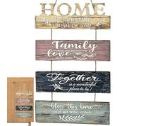 Rustic Wooden Door Wall Decoration - Door Blessing Sign, Decorative Door Plates 14.57x11.81 Inches | Home Decor Accessories, Bath Wall Art